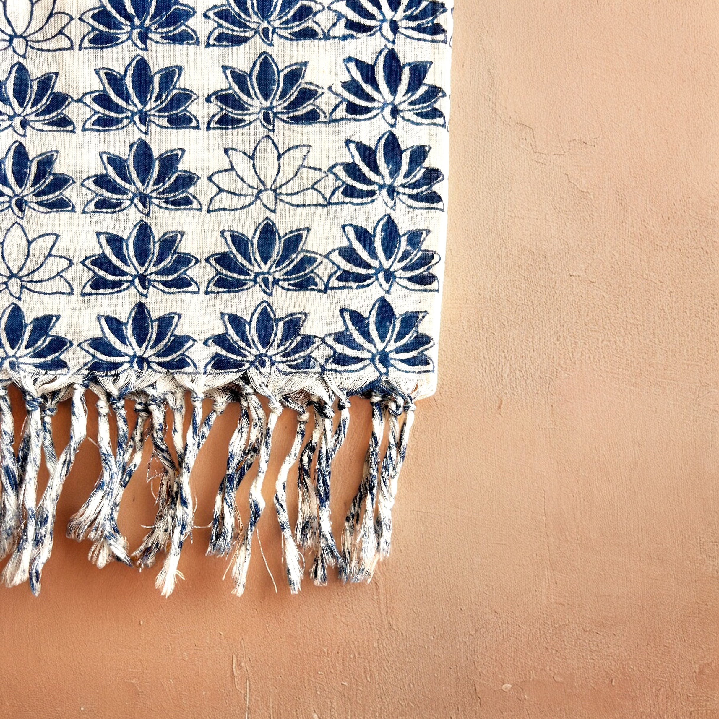 Indigo Lotus Block Printed Scarf - Image 3