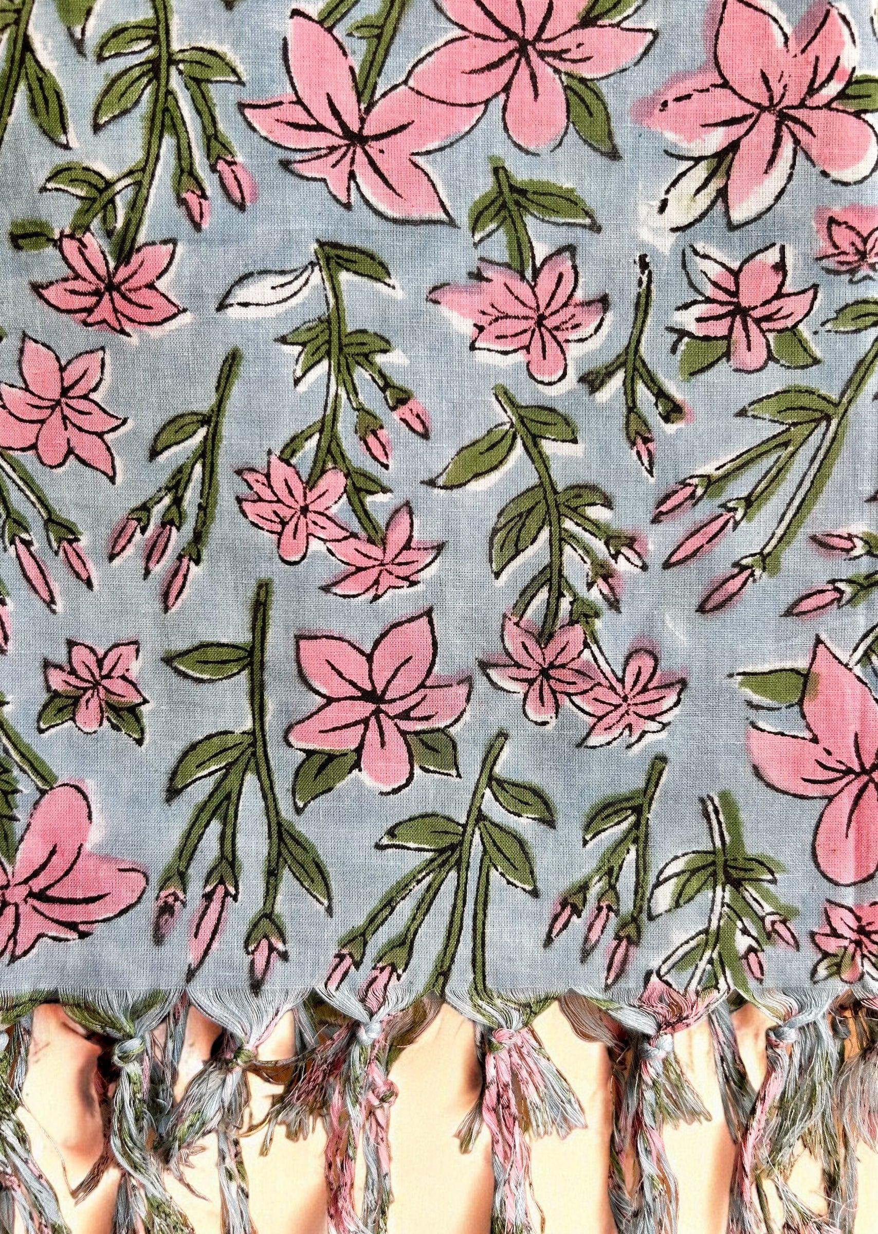 Floral Hand Block Printed Scarf - Image 3