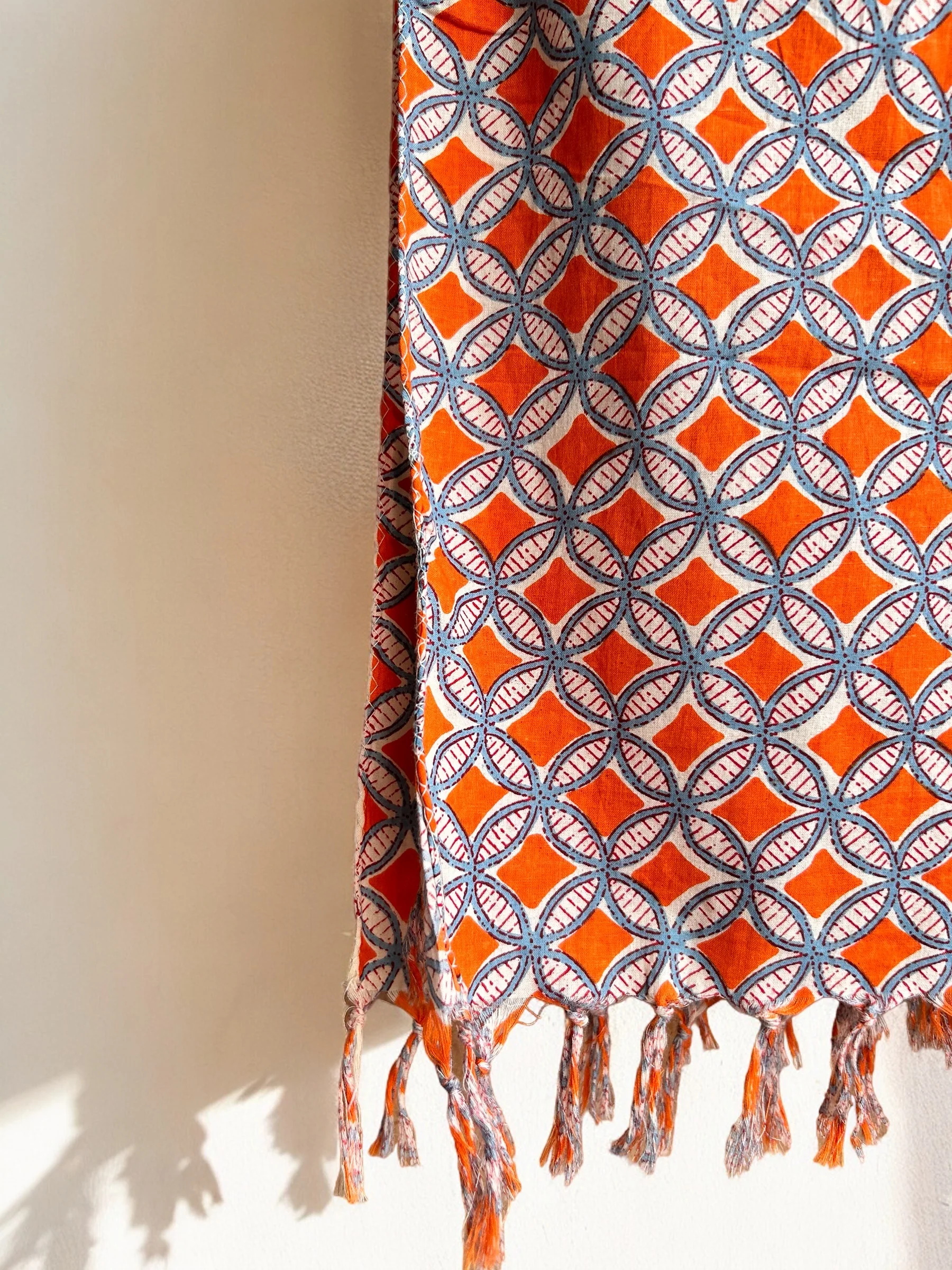 Geo Orange Block Printed Scarf - Image 5