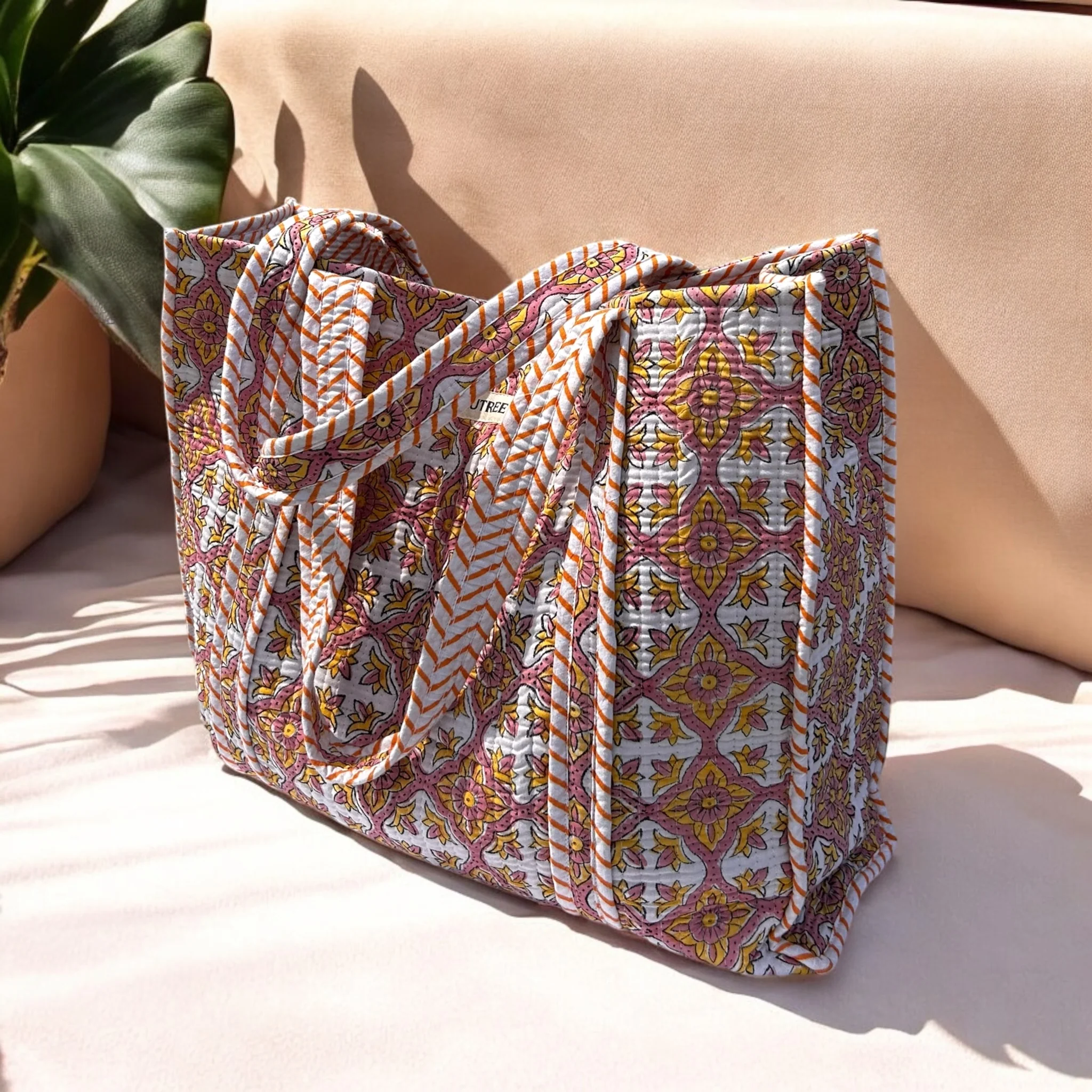 Summer Sorbet Hand Block Printed Tote Bag - Image 3