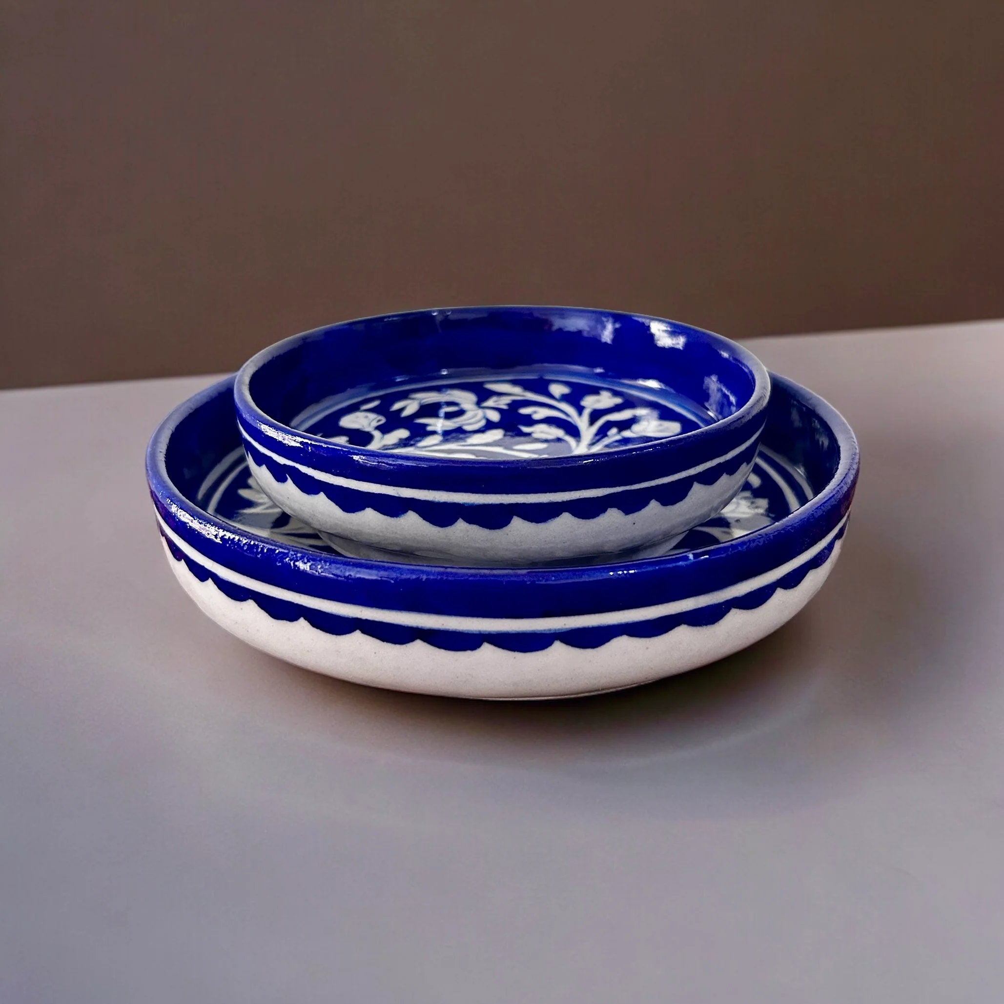 Blue Pottery Classic Hand Painted Plate Set (Set of 2) - Image 5
