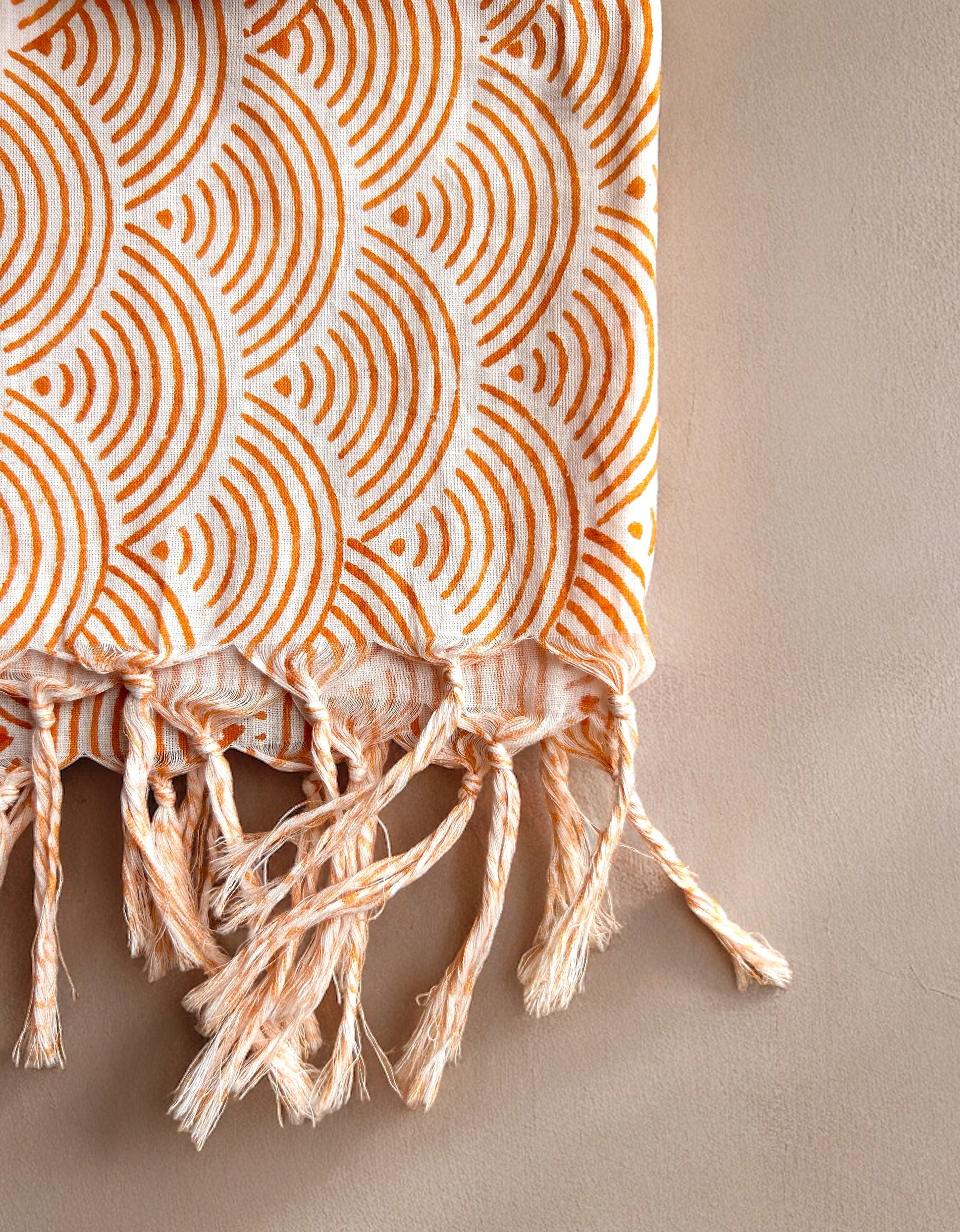 Sunset Arc Hand Block Printed Scarf - Image 3