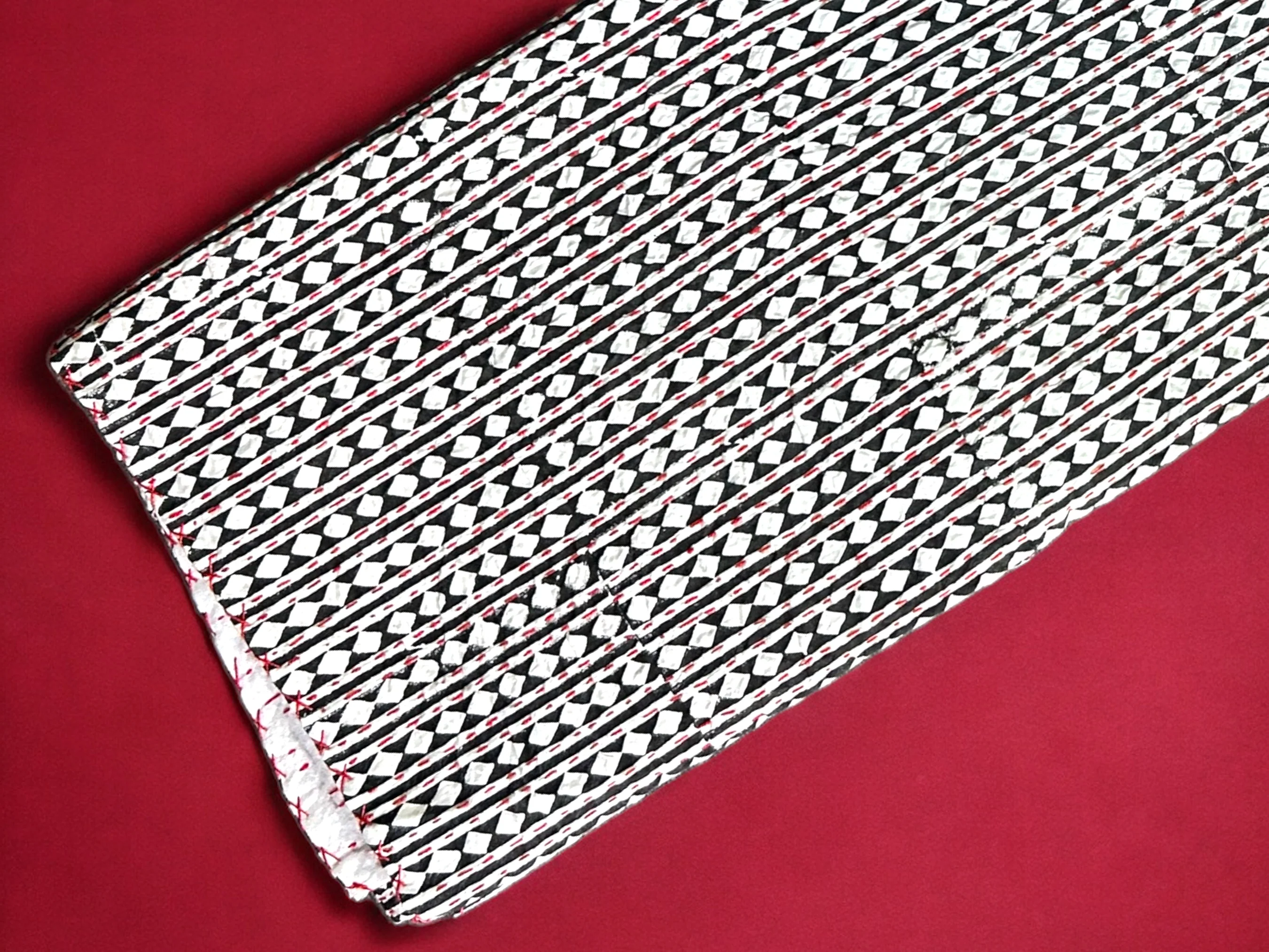 Monochrome Hand Block Printed Kantha Bedspread - Image 5