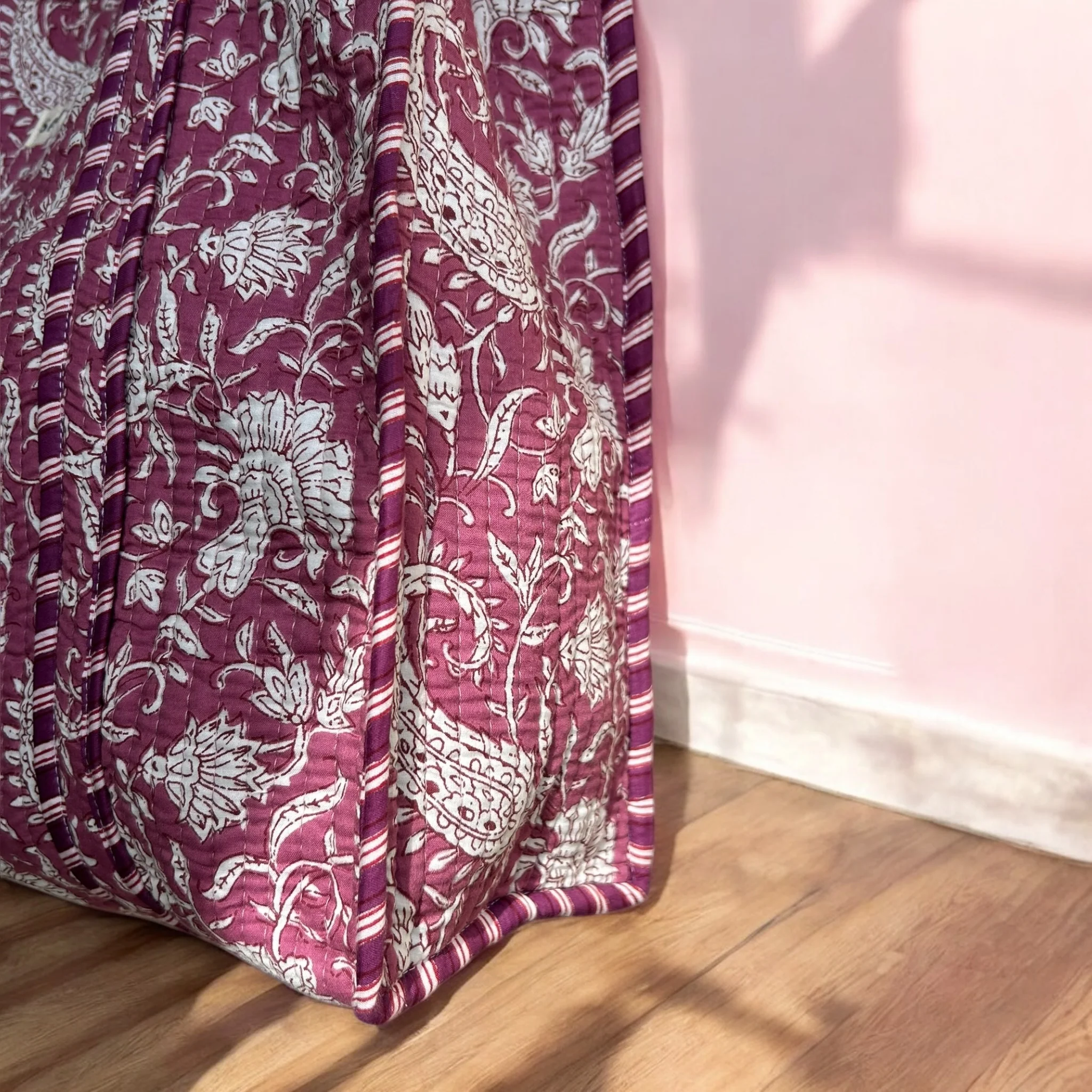 Paisley in Fuchsia Hand Block Printed Tote Bag - Image 4