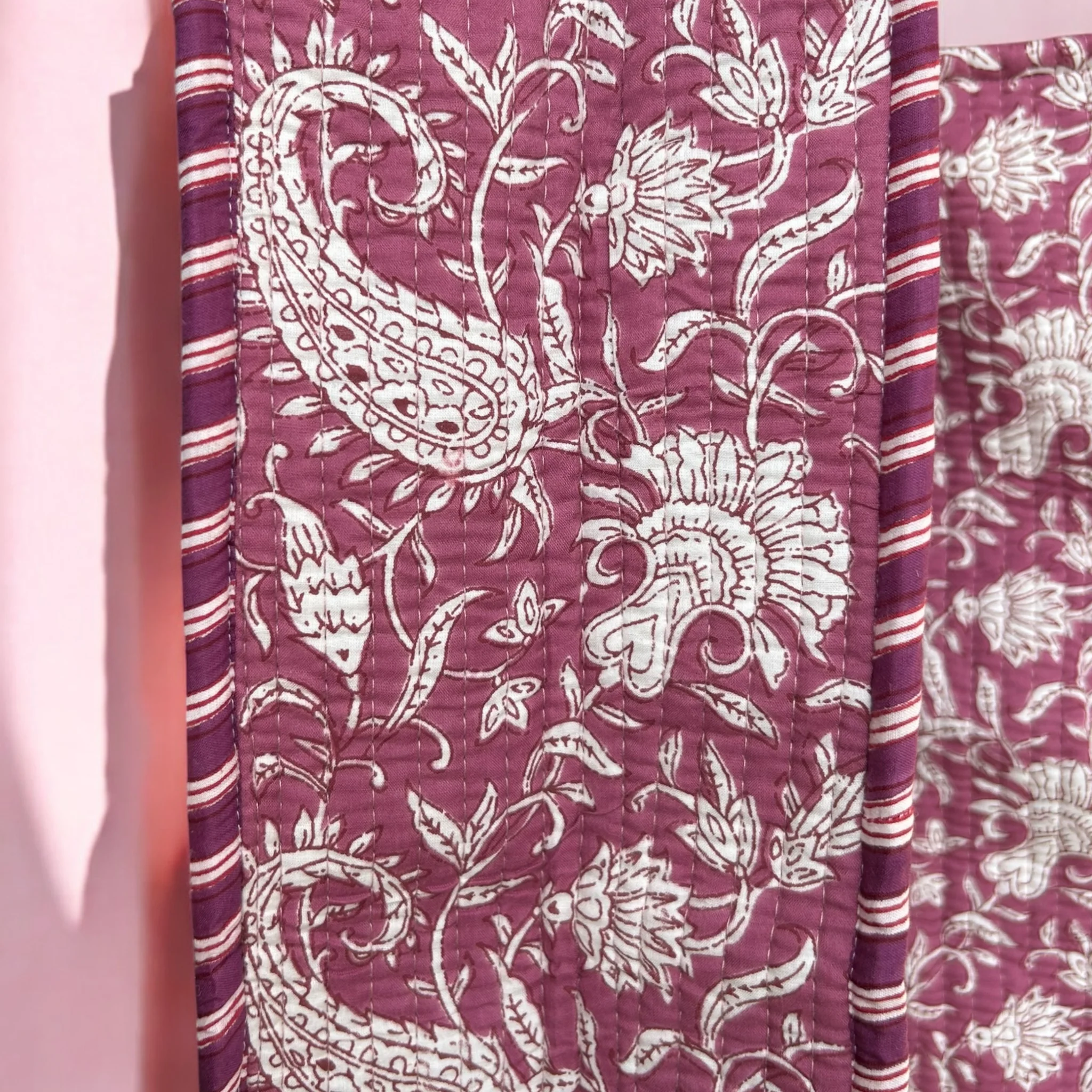 Paisley in Fuchsia Hand Block Printed Tote Bag - Image 5