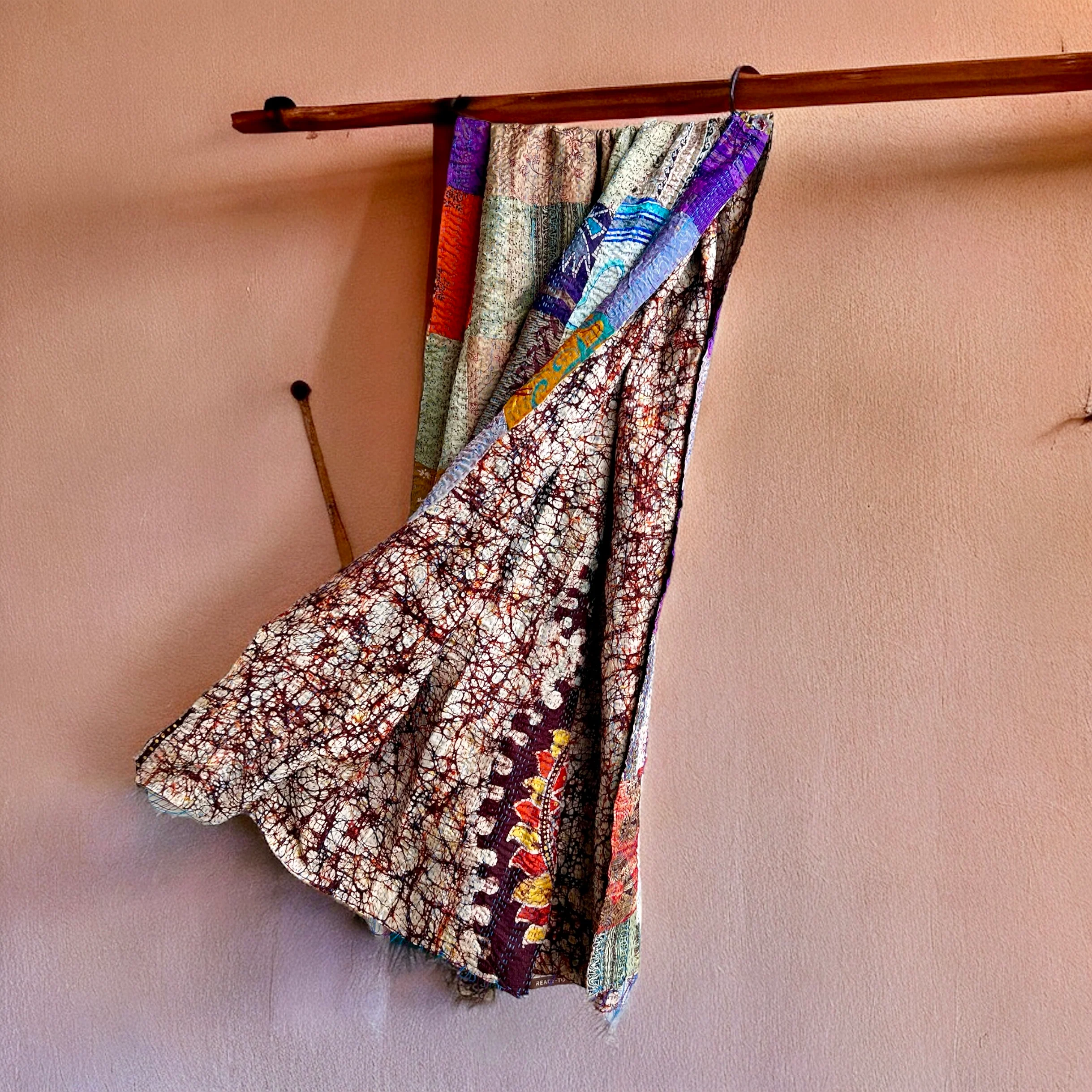 Silk Patchwork Kantha Vintage Scarf - Image 4